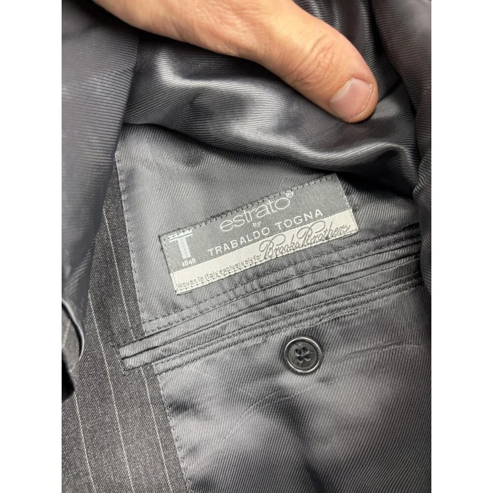 Brooks Brothers 1818 Fitzgerald Suit Jacket Mens‎ 44R Gray Pinstripe Wool USA